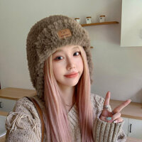 Mới Thu Đông Sang Trọng Mũ Chui Đầu Bảo Vệ Tai Mũ Ấm Thường Ngày Màu Trơn Học Sinh Đi Xe Đạp Mũ