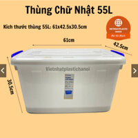 (MỚI) Thùng Nhựa Có Nắp và Bánh Xe, Dung Tích 30L: 52 x 32 x 27 (cm), 55L: 60.5 x 42.5 x 31.5 (cm)