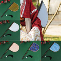 [Mới] Tre Đen Giả Da Lụa Tay Cầm Dài Tua Rua Quạt Dao Hình Đặc Biệt Hanfu Sườn Xám Trung Quốc Đạo Cụ Ảnh Nữ Khiêu Vũ Đạo Cụ Trình Diễn Trang Trí Nhà Cửa