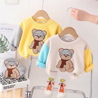 Mới Trẻ Em Áo Thương Hiệu Quần Áo Bé Trai Bé Gái Dài Tay Chui Đầu Tập Đi Áo Thu Đông Áo Quần Áo