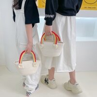 [Mới] Túi clutch thời trang bình thường INS Túi xách dệt đơn giản ngọt ngào của Hàn Quốc Túi dây bông cầu vồng