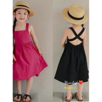 (mới) Váy bé gái 2 dây cổ vuông hở lưng cao cấp 10-25kg, đầm hè cho bé đi biển đi chơi siêu đẹp