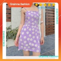 Mới -  VÁY HAI DÂY HOA CÚC TÍM - ĐẦM 2 DÂY TIM TÍM HOA CÚC TRẮNG DÁNG NGẮN ULZZANG 💎 👗👑- GNFShop