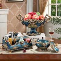 (Mới về) Châu Âu hiện đại đĩa trái cây lớn 3 món phòng khách sang trọng sáng tạo đĩa trái cây khô n