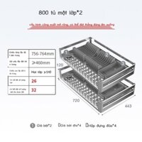 (Mới về) Hamco Kéo Giỏ Tủ 2 Lớp Ngăn Kéo-Loại Tích Hợp Giá Để Bát Đĩa Inox 304 Nhà Bếp Bảo Quản Giỏ