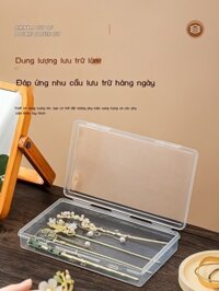 (Mới về) Hộp lưu trữ kẹp tóc phong cách cổ xưa hình chữ nhật trong suốt kẹp tóc hộp lưu trữ vòng ta