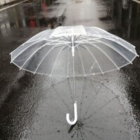 (Mới về) Phiên bản nâng cấp của ô dù trong suốt 16 xương, móc cong, ô cán dài tự động, ô che nắng m