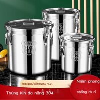 (Mới về) Thùng đựng gạo inox 304, thùng kín chống côn trùng và chống ẩm, thùng đựng dầu chứa bột mì