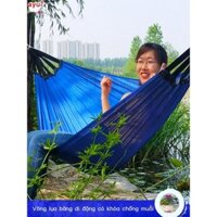 (Mới về) Võng lụa băng ngoài trời xích đu đơn siêu nhẹ cắm trại bãi biển thoáng khí mát mẻ lưới tre