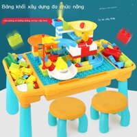 (Mới về)Khối xây dựng đa năng bàn ghế xếp hình khối xây dựng bàn đồ chơi lắp ráp cho bé 1-3 tuổi trò chơi bàn học