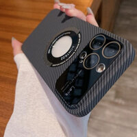 Mới  Vỏ iPhone bằng sợi Carbon Bare Grip với khả năng bảo vệ ống kính máy ảnh lớn sang trọng cho iPhone 14 13 12 11 Pro Max với sạc từ tính không dây