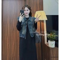 🔥Mới🔥Áo Khoác Jean Gile Nữ Vải Bò - áo khoác demin kaki jackit bo chun xanh đậm có khoá kéo cực xinh lapshop - Hàng mớ