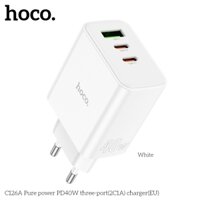 ✅Mới✅Củ Sạc Nhanh PD 40W USBC Chính Hãng Hoco C126A 2 Cổng Type C PD20W+USB 3.0 Cho IpXr 14 13 12 11 Xs Max X  Android