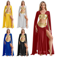 Moily Phụ Nữ Halloween Cổ La Mã Ai Cập Cleopatra Trang Phục Hóa Trang Crop Top Và Chia Váy Voan Bộ Ngày Lễ Sinh Nhật Trang Phục