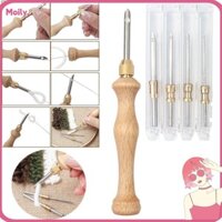 Moilyvn Đan Bút Thêu, Tay Cầm Bằng Gỗ Poking Cross Stitch Dụng Cụ Thêu Bút, Kim Ren Khâu Đính Có Thể Điều Chỉnh DIY Craft Punch Needle Tool