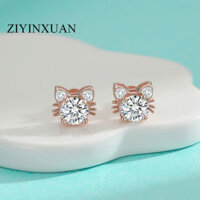 Moissanite (5mm) Bông Tai Nữ Bạc 925 Có Thể Vượt Qua Bút Kim Cương Thử Bông Tai Mèo