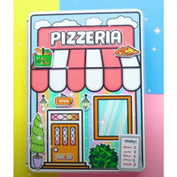 (mới)Toca Life World Quiet book - Tiệm pizza của búp bê giấy - CandyHome Paper