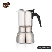Moka pot bếp từ Ấm pha cà phê moka thép không gỉ Bình đựng cafe thuỷ tinh Bình cà phê inox DODO