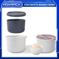 Mokapick Omabeta Lò vi sóng Gạo 2L Thực phẩm PP Vật liệu Mật liệu Nắp bộ lọc nồi hơi đặt dụng cụ nấu ăn cho nhà để sử dụng văn phòng du lịch tại nhà (màu xanh lá cây)