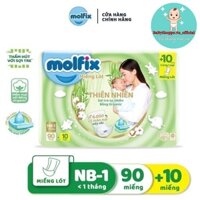 [Molfix NB1- 90+10] Miếng lót Molfix Thiên Nhiên NB1- 90+10 (Newborn 1, dưới 1 tháng tuổi, 90 miếng + 10 miếng)