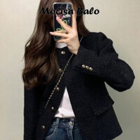 Molisa Đen Ngắn Chanel Áo Khoác Thu Đông 2024 Phong Cách Mới Nhỏ Cao Cấp Siêu Đẹp Pháp Nữ Top WJK2941VG9 10Z250307