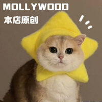 Mollywood Cat House Mũ đầu sao nhồi bông gốc, mũ nhồi bông dễ thương cho mèo, đạo cụ chụp ảnh