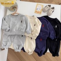 MOMCHOOSE Bộ áo nỉ cổ tròn thể thao dài tay dành cho bé trai MOMCHOOS, bộ quần áo hai mảnh