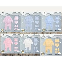 Momma baby Set quần áo-yếm-mũ-bao tay,chân cotong thông hơi