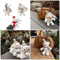 Momo Sang Trọng Thỏ Móc Khóa Gấu Dễ Thương Móc Khóa Túi Mặt Dây Chuyền Mềm Mại Hoạt Hình Móc Chìa Khóa