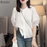 Momonaco nữ phong cách Hàn Quốc Dạo Phố Tay áo phồng nối ren Áo sơ mi mùa hè Áo khoác Blouse rộng