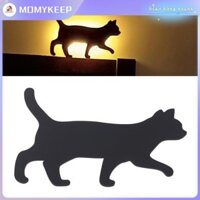 MOMYKEEP Đèn mèo trang trí tường hình bóng đêm acrylic màu đen trang trí abs nhỏ cho phòng ngủ