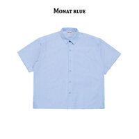 MONAT BLUE Áo sơ mi Boxy Caro Light Blue tay ngắn