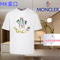 Moncler 's Nhiều Màu Sắc Graffiti logo In Chữ Thường Ngày Rời Cotton Nguyên Chất Áo Thun Nữ Tay Ngắn Nam