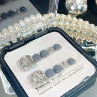 Móng chân giả ( CH15 ) Thiết Kế Sang Trọng Sơn Xám + Nhũ Đính Đá Đẹp