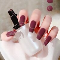 {Móng giả} Nail box thiết kế phối viền kim tuyến sơn đỏ đô handmade