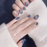 {Móng giả} Nail box thiết kế màu xanh đơn giản phối trắng