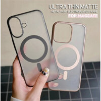 Mỏng Sa Mạc Vàng Ốp Lưng Cho Sạc Không Dây Cho iPhone 16 Plus 15 14 13 12 Pro Max Chống Sốc Mag Matte Clear Cover