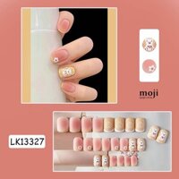 Móng tay giả Baby bear heart little flower French manicure kèm keo LK13327 set24