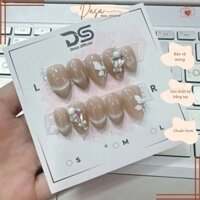 Móng tay giả FORM NGẮN thiết kế màu thạch nail box FRENCH mắt mèo đơn giản sang trọng TẶNG keo dán móng MT200