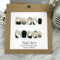 Móng Tay Giả Ngắn Hình Mèo Dễ Thương Màu Trắng Thuần Khiết Dùng Làm Móng Tay