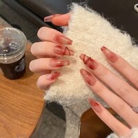 Móng Tay Giả Ngắn Màu Đỏ Phong Cách Trung Hoa Cổ Điển Mới