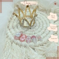 Móng tay giả ngắn tròn thiết kế thủ công vẽ gel nổi hoạt hình,nailbox thiết kế sơn màu thạch hồng nhạt TẶNG KEO DÁN MÓNG