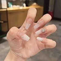 Móng Tay Giả Trong Suốt Đính Kim Cương Giả Màu Sắc gradient Dùng Làm Móng Nghệ Thuật