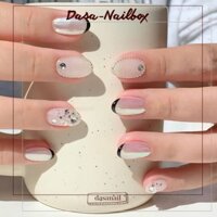 Móng tay ngắn form ngắn mix họa tiết nail box thiết kế đính đá đơn giản sang trọng tặng kèm keo dán móng MT016