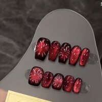 Móng Tay Tay Nguyên Chất Phong Cách Trung Hoa Pháo Hoa Tối Mắt Mèo Melade Cao Cấp Làm Móng Tay Ngắn Móng Tay Đeo Phong Cách