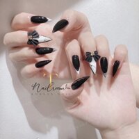 Móng úp thiết kế móng giả sơn gel đính nơ sứ cao cấp ib nếu muốn đổi nền đổi màu nơ nail box