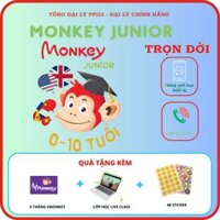 Monkey Junior Trọn đời,1 nămVoucher Mã học  Tiếng Anh online - 1 năm - 3 Tháng VMonkey