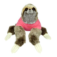 Monmoniya Sloth nhồi bông búp bê vị trí nghiêng Áo thun màu hồng