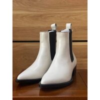 Monochrome Chelsea Boots Trắng Đế Đen Giày Bốt Nam Cao 5cm Da Bò Đế Khâu gót gỗ TDK Shoemaker