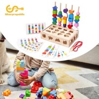 Montessori Hạt Gỗ Trình Tự Đồ Chơi Dây Gỗ Hạt Đồ Chơi Cho Trẻ Em Bé